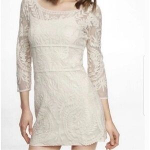 Women's Express ivory off white long sleeve floral lace dress - size S - NWT